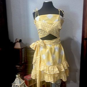 Sabo Lux yellow gingham skirt dress. Size L